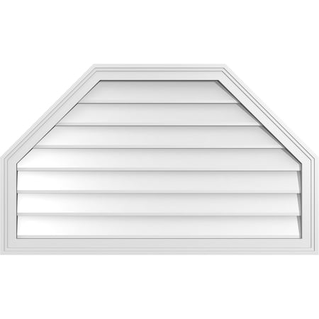 Ekena Millwork Octagonal Top Surface Mount PVC Gable Vent w/ 2"W x 1-1/2"P Brickmould Frame, 40"W x 24"H GVPOT40X2402SN